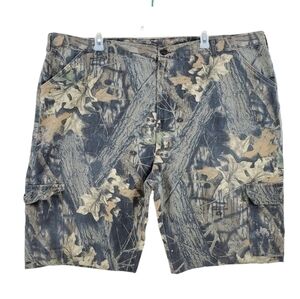 Vtg 90s Liberty Mossy Oak Camo Cargo Jort Shorts Mens 51 3XL Loose 12” USA-Made